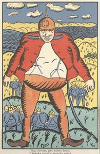 "Schau, schau, nahe der Weichsel. Die deutschen Bäuche schwellen an. So fühlen sie sich nicht so gut" von Kazimir Severinovich Malevich