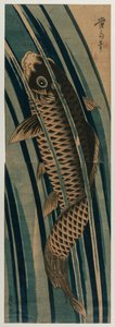 Karpfen, die einen Wasserfall hinaufsteigen, frühe oder mittlere 1830er von Keisai Eisen