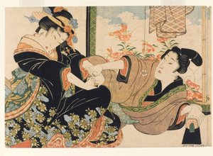 Liebende vor einem bemalten Schirm, 1815-25 von Keisai Eisen