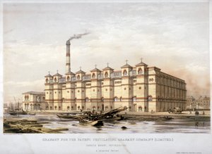 Getreidespeicher am Canada Wharf, Rotherhithe, London, ca. 1860