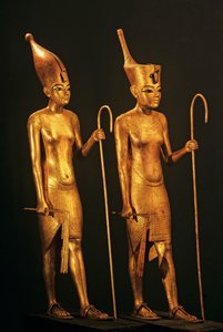Vergoldete Holzfiguren des Pharao König Tut, Tutanchamun