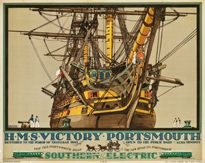 H.M.S. Victory, Portsmouth, Plakat für Southern Electric Railways (Farblithografie)