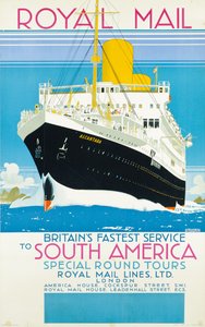 Plakat, das den Royal Mail Service nach Südamerika bewirbt, ca. 1930 von Kenneth Shoesmith