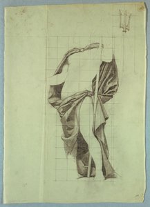 Draperiestudie des Atlantiks für "Die Hochzeit des Atlantiks und des Pazifiks," Wandgemälde im Senatssaal im Wisconsin State Capitol, Madison, WI