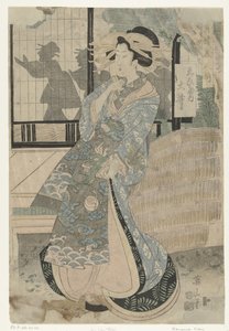 Kurtisane Oi aus dem Ebiya-Haus (Titel auf Objekt) (Serie: Schönheiten aus den Lusthäusern) (Serie: Seiro bijin soroi, Titel auf Objekt)