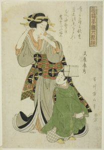Bunya no Yasuhide, aus der Serie "Modische Kinder als die sechs unsterblichen Dichter (Furyu kodakara rokkasen)" von Kikukawa Eizan