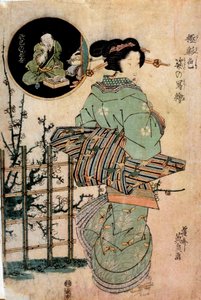 Kurtisane, die den Kopf dreht Japanischer Druck von Kitugawa Eizan (1787-1867) 19. Jahrhundert Rennes, Museum der Schönen Künste von Kikukawa Eizan