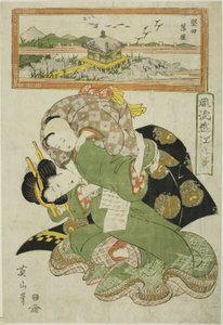 Absteigende Gänse bei Katada (Katada rakugan), aus der Serie "Modische Acht Ansichten von Omi (Furyu Omi hakkei)"