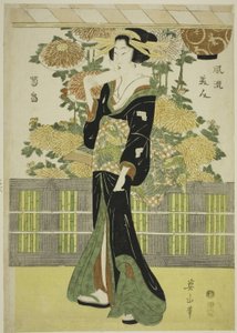 Modische Schönheiten in einem Chrysanthemen-Garten von Kikukawa Eizan
