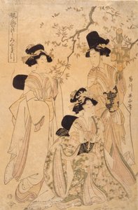 Stilvolle lässige Adaption des Zeichnens eines Hofwagens von Kikukawa Eizan