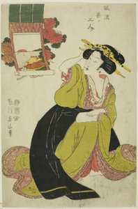 Tamatsushima, aus der Serie "Drei modische junge Frauen (Furyu waka no sannin)" von Kikukawa Eizan