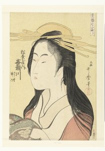 Brustporträt der Kurtisane Kisegawa aus dem Matsubaya-Haus (Die sieben Komachi aus den Lusthäusern) von Kitagawa Utamaro