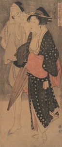 Paar in einem abendlichen Regenschauer, ca. 1800 von Kitagawa Utamaro