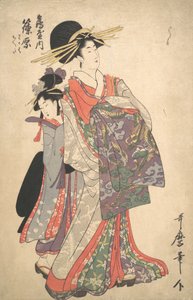 Kurtisane, Shinohara und Kamuro von Tsuruya, spätes 18. Jahrhundert