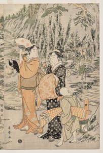 Angeln auf dem Hackbrettfelsen bei Enoshima von Kitagawa Utamaro