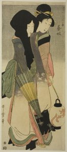Geisha (Geigi), aus der Serie "Drei Vergnügungen zeitgenössischer Schönheiten" ("Tosei bijin san’yu") von Kitagawa Utamaro