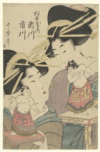 Geishas mit Sumo-Puppen von Kitagawa Utamaro