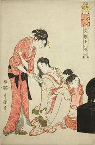Stunde des Pferdes (Uma no koku), aus der Serie "Zwölf Stunden in Yoshiwara (Seiro juni toki tsuzuki)"