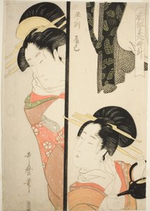 Stunde des Ochsen (Ushi no koku) Fukagawa Vergnügungsviertel (Tatsumi), aus der Serie "Sitten der Schönheiten rund um die Uhr (Fuzoku bijin tokei)"