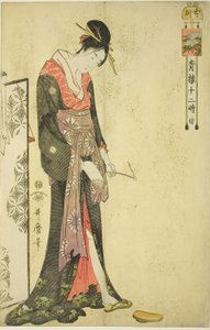 Stunde des Ochsen [2 Uhr] (Ushi no koku), aus der Serie "Die zwölf Stunden in Yoshiwara (Seiro juni toki tsuzuki)" von Kitagawa Utamaro