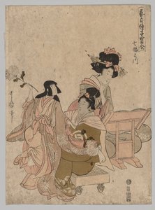 Damen spielen mit Puppen, 1753-1806 von Kitagawa Utamaro
