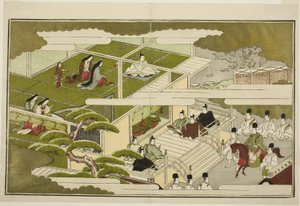 Neujahr am Hof, aus der illustrierten Kyoka-Anthologie "Der junge Gott Ebisu (Waka Ebisu)"