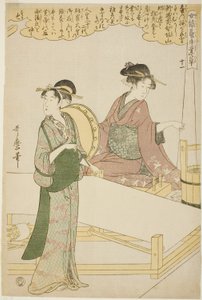 Nr. 11 (juichi), aus der Serie "Frauen in der Seidenraupenzucht (Joshoku kaiko tewaza-gusa)" von Kitagawa Utamaro