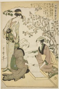 Nr. 1 (ichi), aus der Serie "Frauen in der Seidenraupenzucht (Joshoku kaiko tewaza-gusa)" von Kitagawa Utamaro