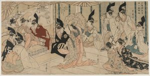 Szene aus dem Stück Der Schatz der treuen Vasallen Chushingura, späte 1790er