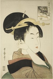 Tatsumi Roko, aus der Serie Berühmte Schönheiten verglichen mit den sechs unsterblichen Dichtern von Kitagawa Utamaro