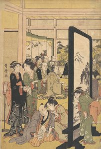 Der Künstler Kitao Masanobu entspannt sich auf einer Party, 1790er Jahre von Kitagawa Utamaro