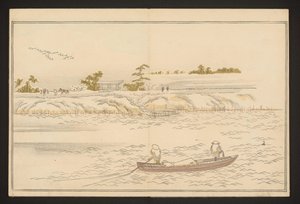 Die Ufer des Sumida-Flusses im Schnee von Kitagawa Utamaro