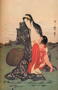 Das zentrale Paneel der Perlentaucher, ca. 1797-98, 1936 von Kitagawa Utamaro