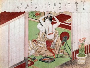 Die Toilette der Eleganten. Japanischer Druck von Utamaro Kitagawa (1794-1795) von Kitagawa Utamaro