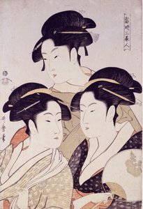 Toji san bijin (Drei Schönheiten der Gegenwart) aus Bijin-ga (Bilder schöner Frauen), veröffentlicht von Tsutaya Juzaburo von Kitagawa Utamaro