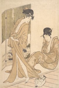 Zwei junge Frauen in Yukata nach einem Bad, ca. 1796 von Kitagawa Utamaro