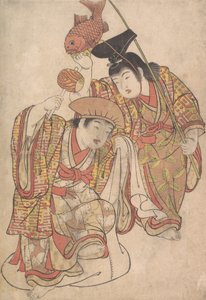 Jungen, die sich als Daikoku und Ebisu verkleiden von Kitao Shigemasa
