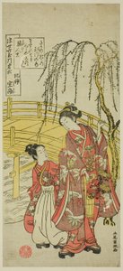 Nr. 6: Tama-Fluss von Koyasan in der Provinz Kii, aus der Serie "Sechs Juwelenflüsse der schwebenden Welt (Ukiyo Mu Tamagawa)" von Kitao Shigemasa