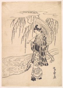 Der junge Ono no Dofu beobachtet einen Frosch, der zu einem Weidenzweig springt von Kitao Shigemasa