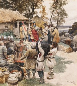 Poliudie Tribut sammeln. Igor von Kiew fordert Tribut von den Drewljanen, 1903