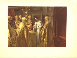 Die Krönungszeremonie von Nikolaus II. Die Eucharistie, 1899