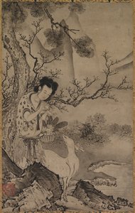 Weibliche Daoistische Figur in Landschaft, frühe 1500er von Koboku