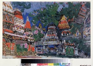 Bühnenbildentwurf für die Oper Der goldene Hahn von N. Rimski-Korsakow von Konstantin Alekseevich Korovin
