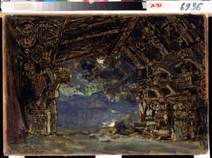 Bühnenbildentwurf für die Oper Die Götterdämmerung von Richard Wagner