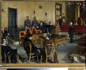 Warten auf ein Urteil von Konstantin Apollonovich Savitsky