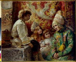 Großmutter mit Kindern (Großmutters Märchen) von Konstantin Egorovich Makovsky