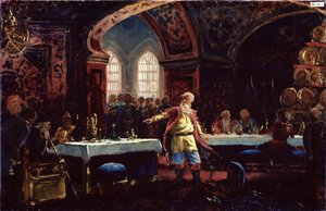 Graf Michail Repnin (?) beim Festmahl von Iwan dem Schrecklichen (1530-1584)