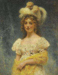 Porträt einer Dame in einem gelben Schal