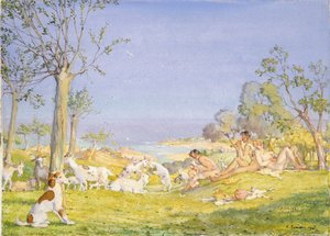 Landschaft mit Hirten und Ziegen