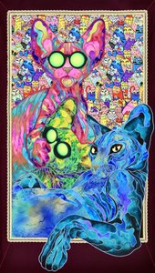 Psychedelische Katzenfamilie